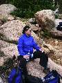 Pat rests at A Frame checkpoint.